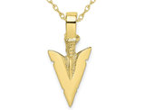 10K Yellow Gold Arrowhead Charm Pendant Necklace with Chain